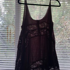 FREE PEOPLE Maroon slip dress with lace